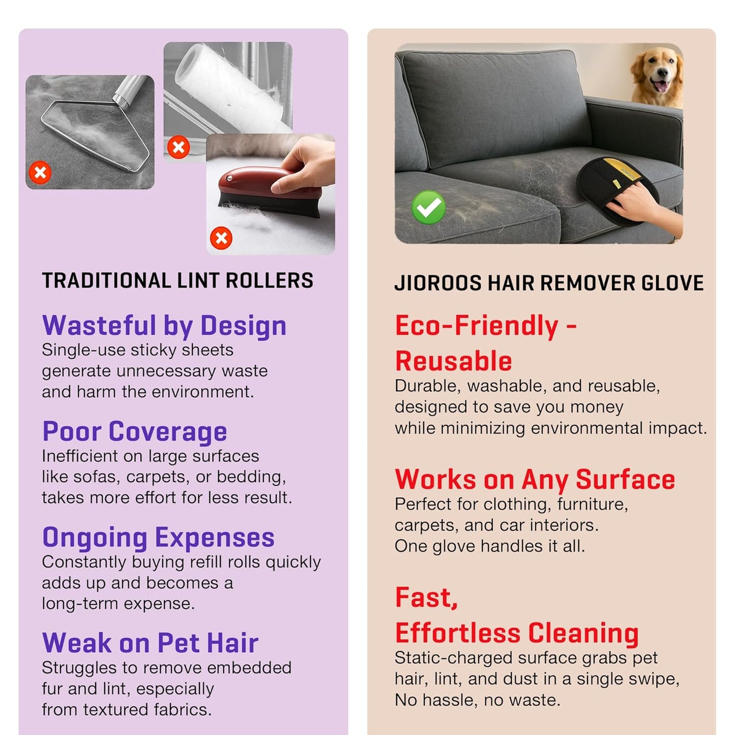 Pet Hair Removal Gloves - Pack of 2